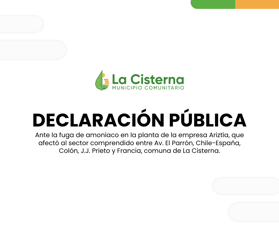COMUNICADO A LOS VECINOS Y VECINAS DE LA CISTERNA